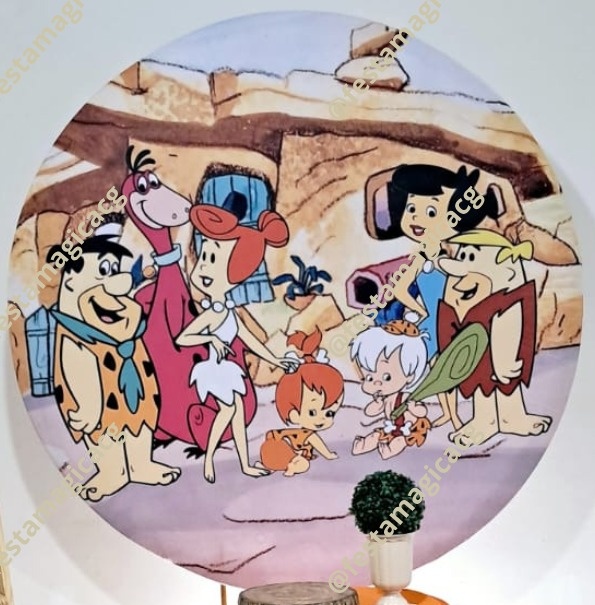 Capa Painel Redondo Flintstones - Olivete Filgueira