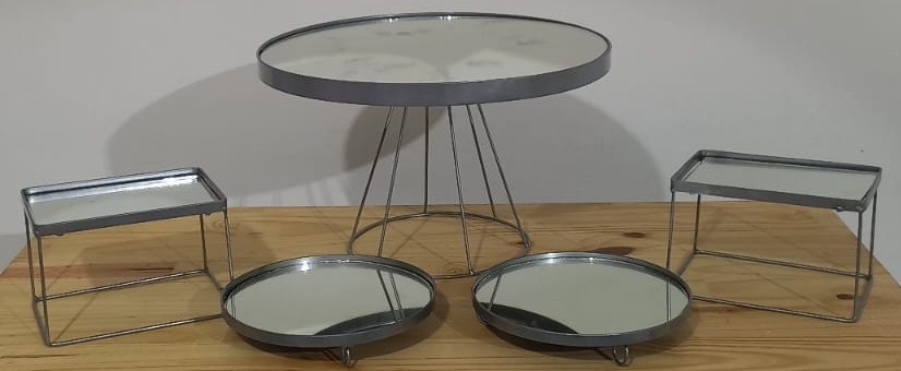 Kit Bandejas Espelhadas Prata  - Olivete Filgueira