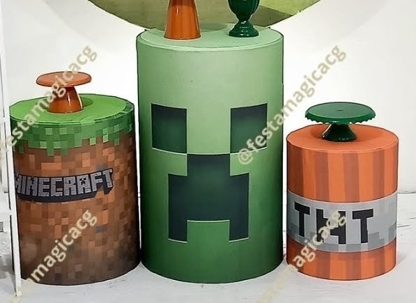 Capas  Trio Cilindro Minecraft Masculino 3 - Olivete Filgueira