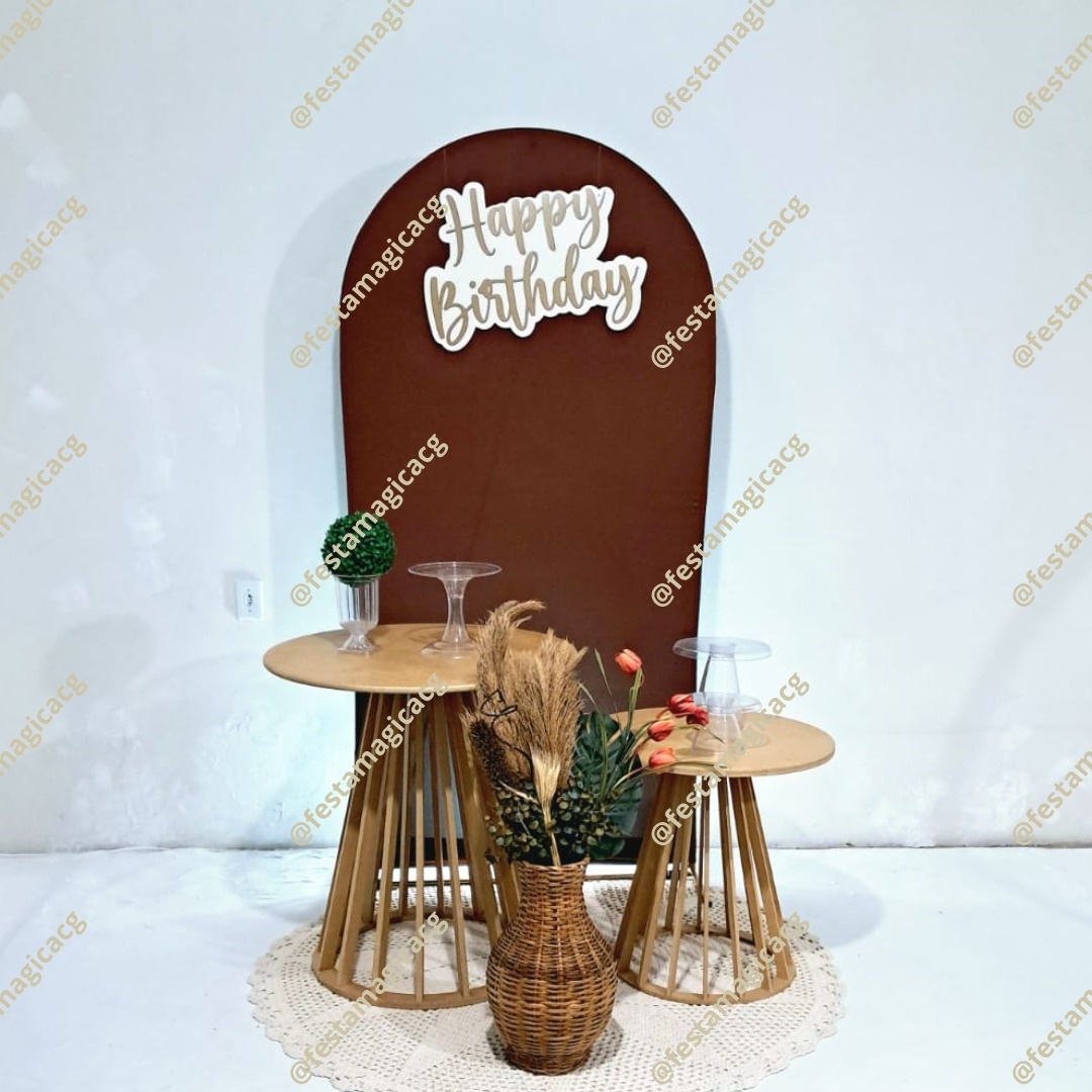 K1 Adulto Happy Birthday (Marrom, Mesa Mdf Ripadas)   - Olivete Filgueira