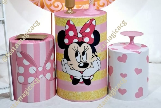 Cilindro Minnie Rosa E Dourado - Olivete Filgueira
