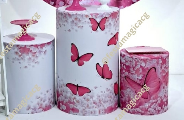 Cilindro Borboletas Rosa  - Olivete Filgueira