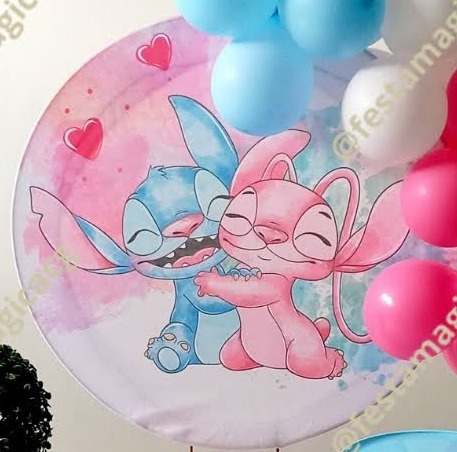 Capa Painel Stich E Angel 50 Cm  - Olivete Filgueira