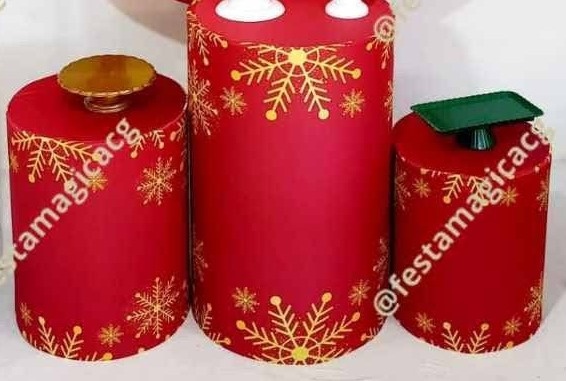 Capa Cilindro Feliz Natal Vermelho - Olivete Filgueira