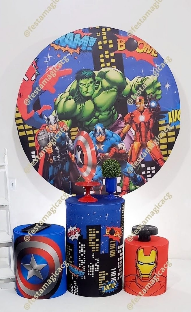 Kmini Vingadores Fundo Azul - Olivete Filgueira