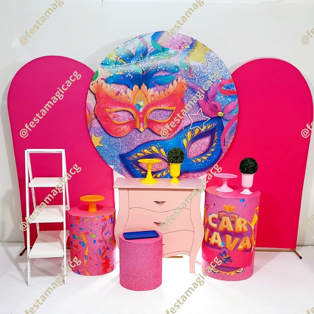 K4 Mascara de Carnaval Rosa - Olivete Filgueira
