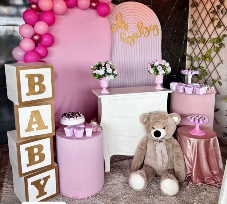 K3 Chá Bebe Rosa Ripado+Liso - Olivete Filgueira
