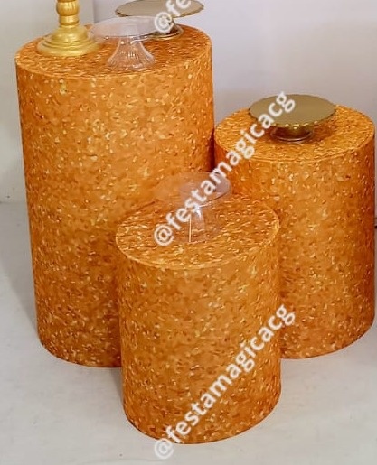 Trio Cilindro Laranja Glitter - Olivete Filgueira