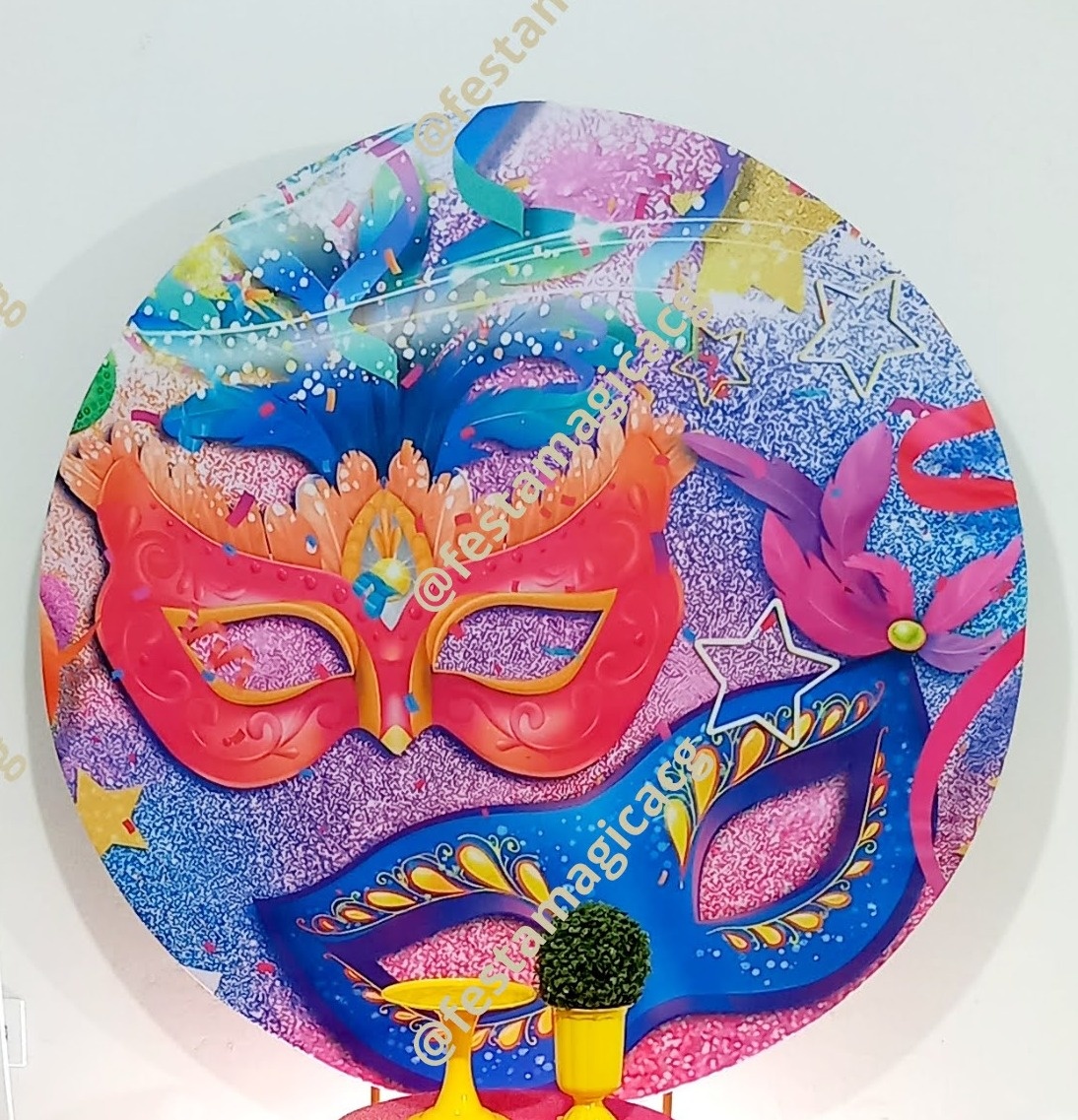 Painel Mascara de Carnaval Rosa - Olivete Filgueira