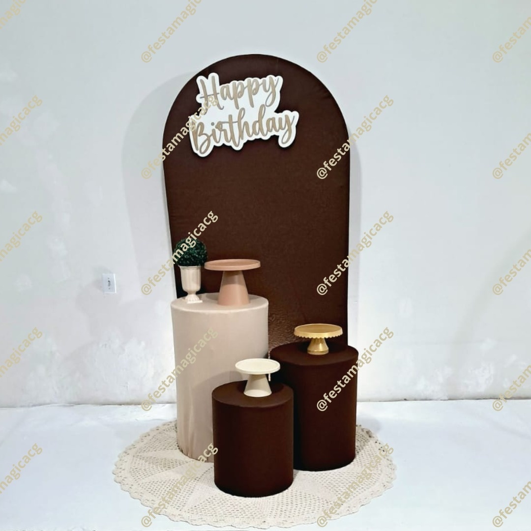 K1 Adulto Happy Birthday (Marrom)   - Olivete Filgueira