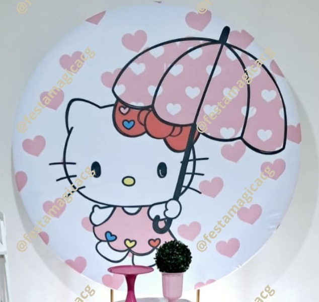 Capa Painel Redondo Hello Kitty (Guarda Chuva) - Olivete Filgueira