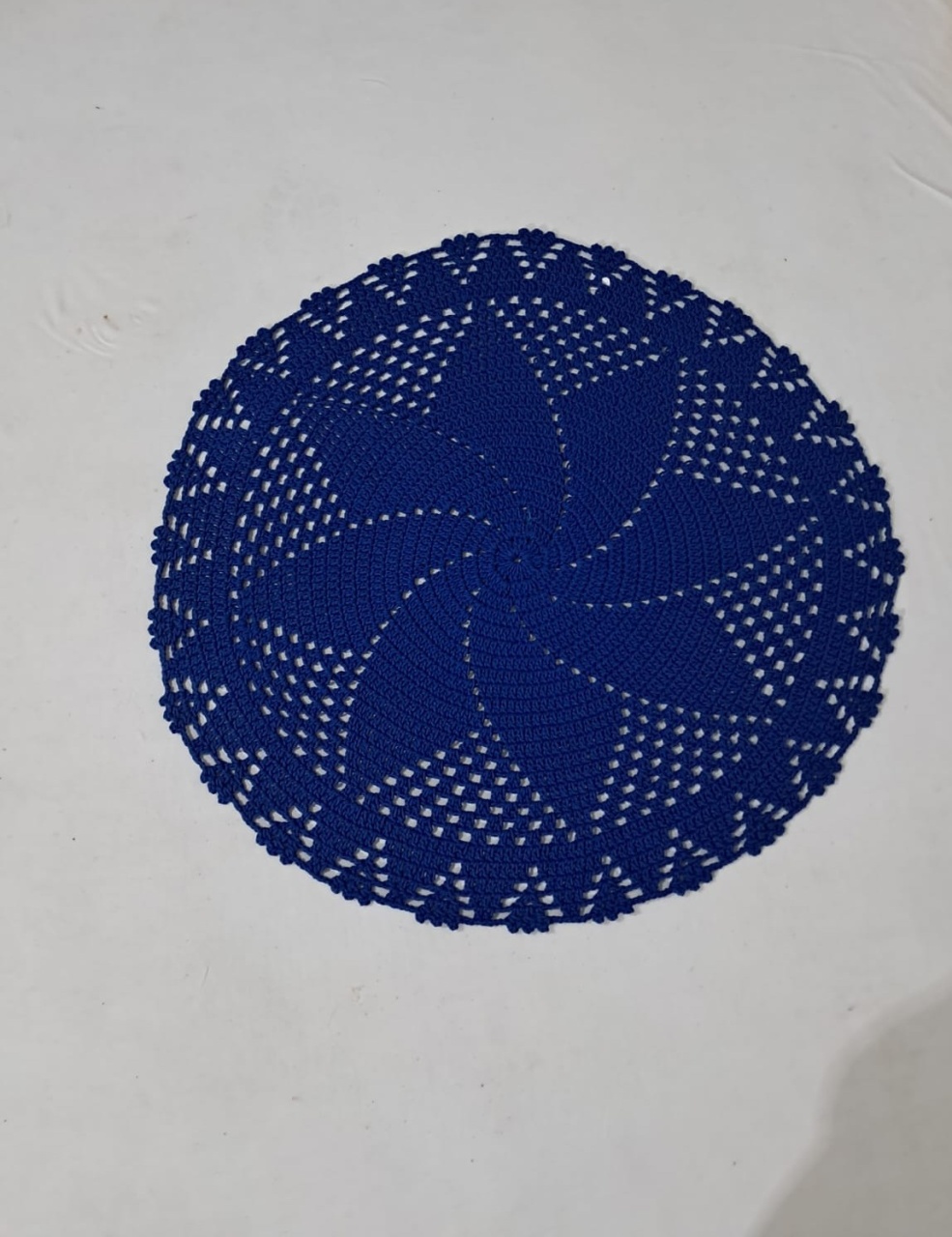 Tapete Redondo 1X1 Croche Azul - Olivete Filgueira