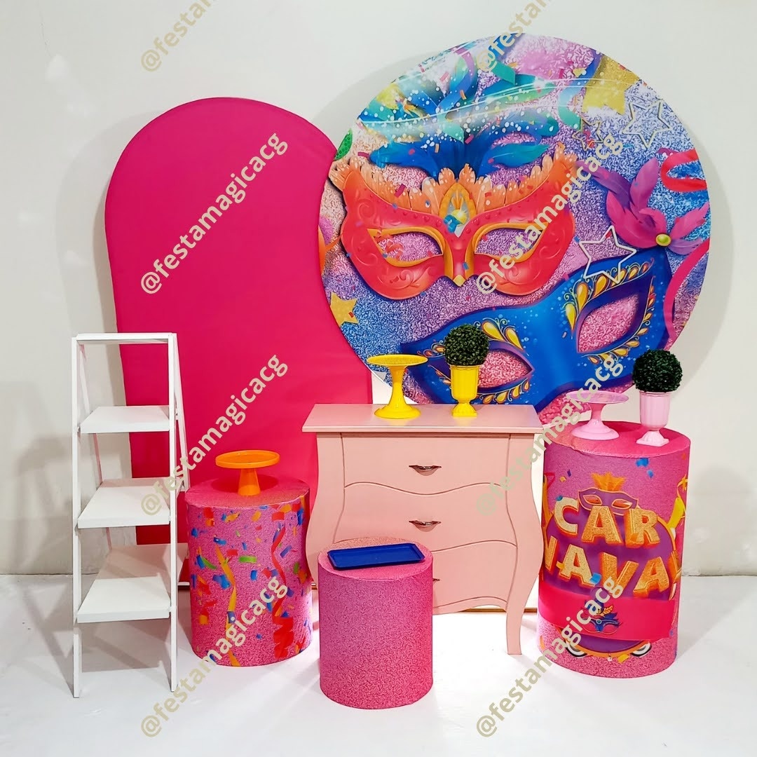 K3 Mascara de Carnaval Rosa  - Olivete Filgueira