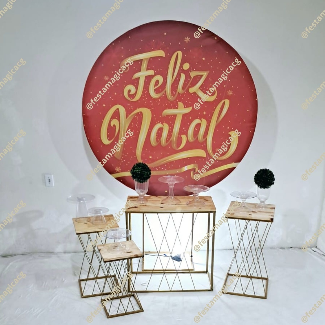 K2 Feliz Natal Magia Mesas Trançadas Douradas - Olivete Filgueira