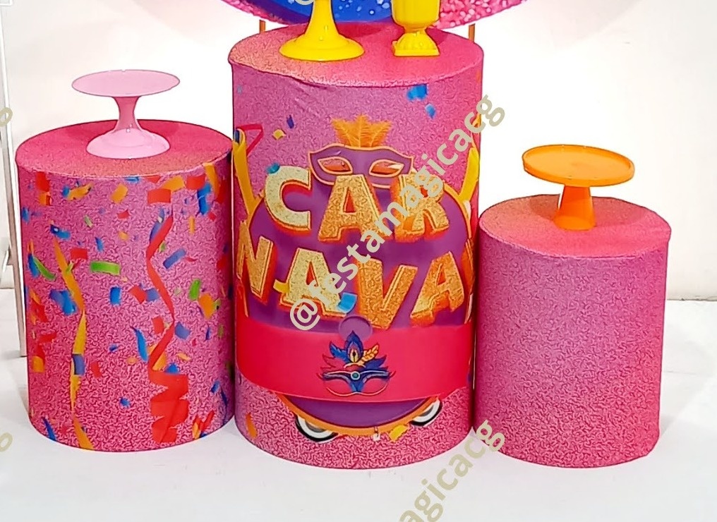Cilindro Mascara de Carnaval Rosa - Olivete Filgueira