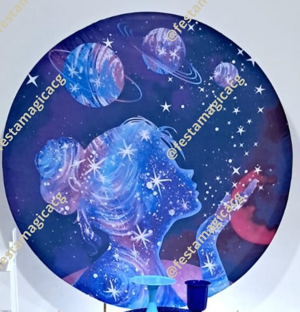 Capa Painel Redondo Menina Galaxia - Olivete Filgueira