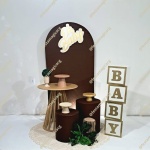 K1 Cha Revelação Oh Baby Marrom Mesa Ripada Mdf - imagem 1