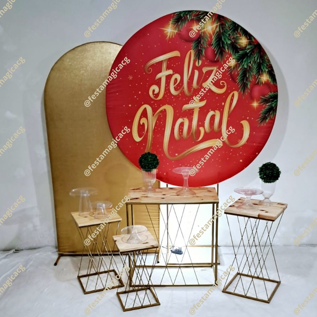 K3 Feliz Natal Samambaias Mesas Trançadas Douradas - Olivete Filgueira