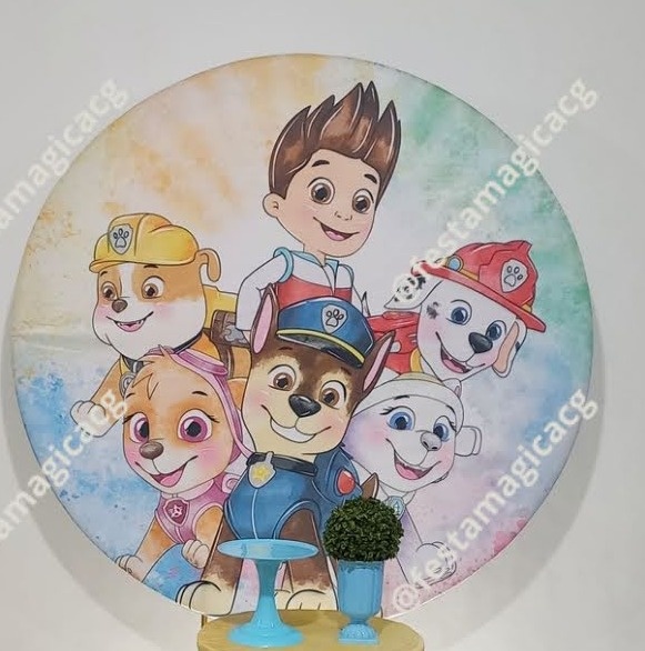 Painel Patrulha Canina Aquarela  - Olivete Filgueira