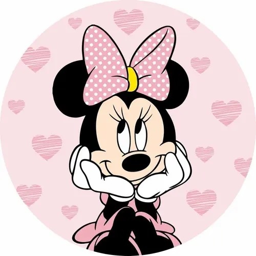 Capa Painel Redondo Minnie Rosa Corações - Olivete Filgueira