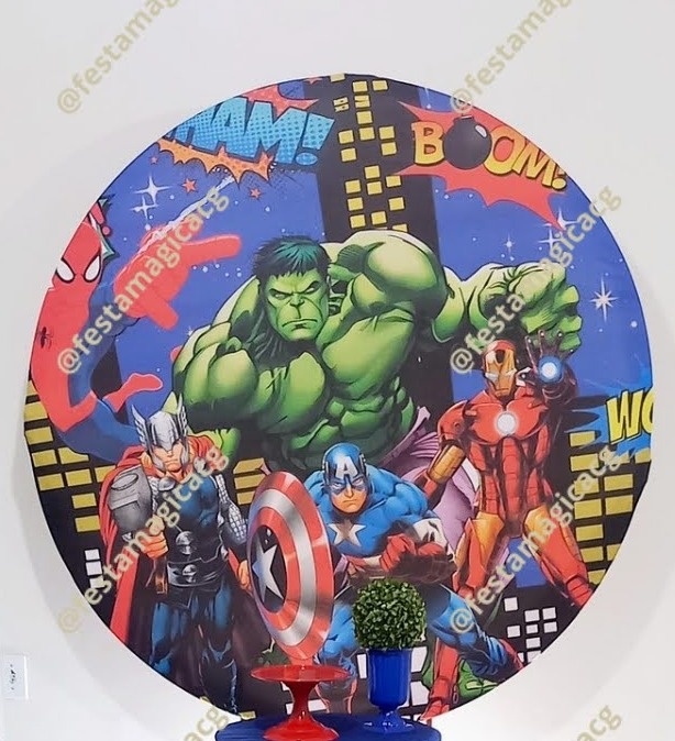 Painel Vingadores Fundo Azul - Olivete Filgueira