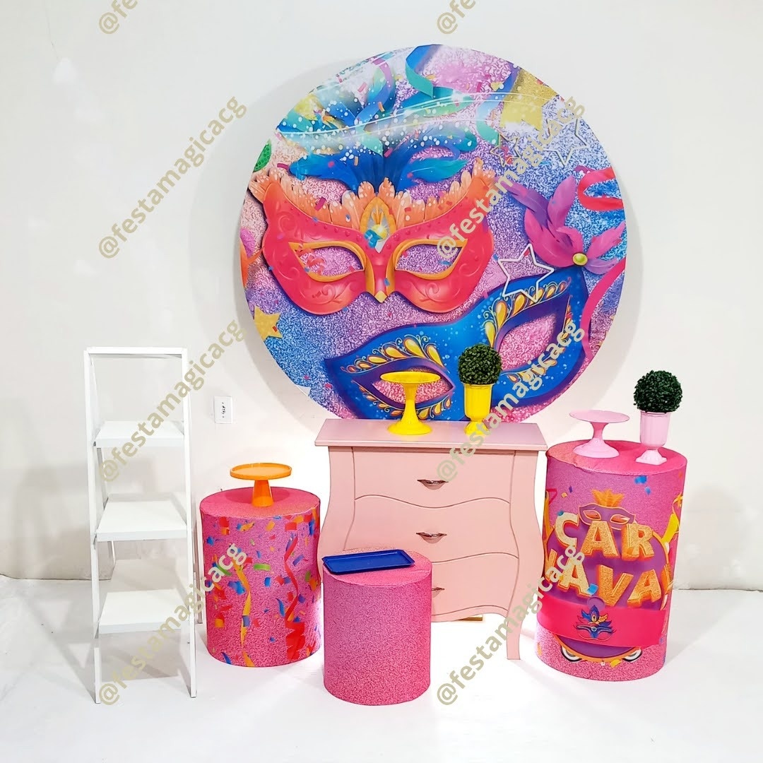 K2 Mascara de Carnaval Rosa  - Olivete Filgueira