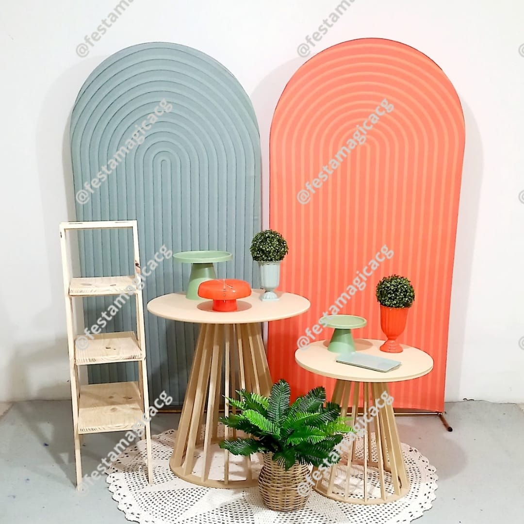 K Adulto (Romanos Ripados Verde Oliva, Laranja E Mesa Mdf - Olivete Filgueira