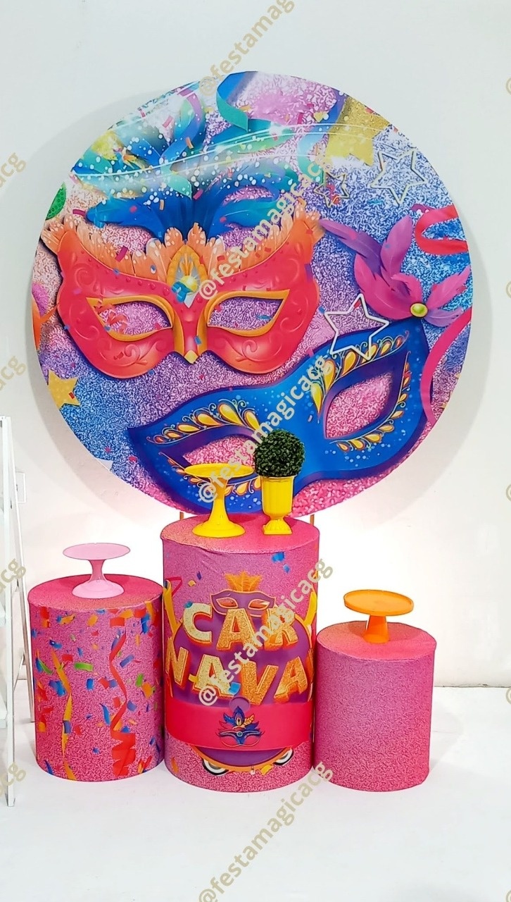 Kmini Mascara de Carnaval Rosa - Olivete Filgueira