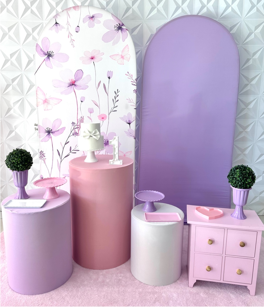 Flores Lilás E Rosa (Com Dois Painéis) - Festerê Pegue e Monte 
