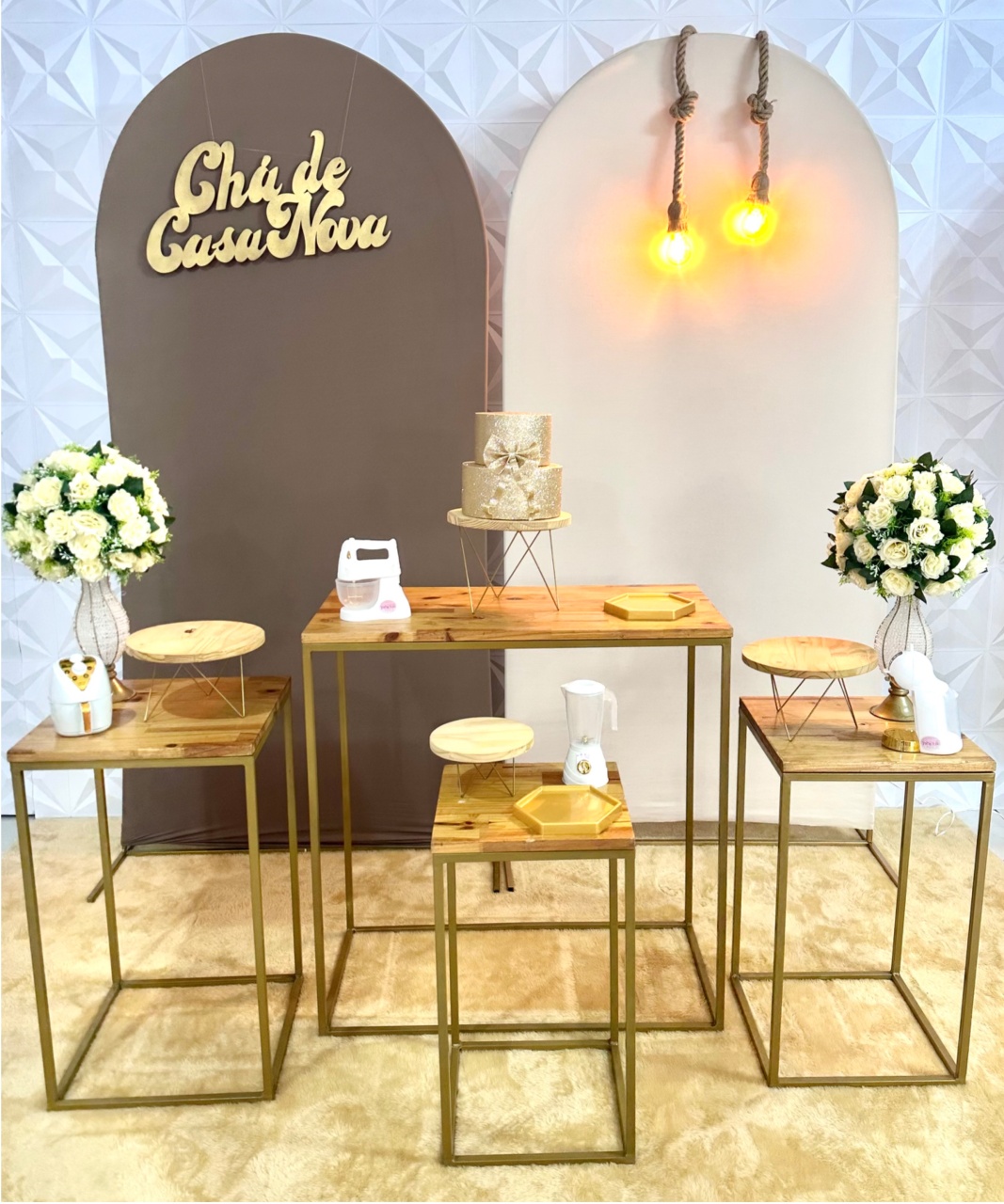 Chá de Casa Nova Marrom Com Bege - Festerê Pegue e Monte 