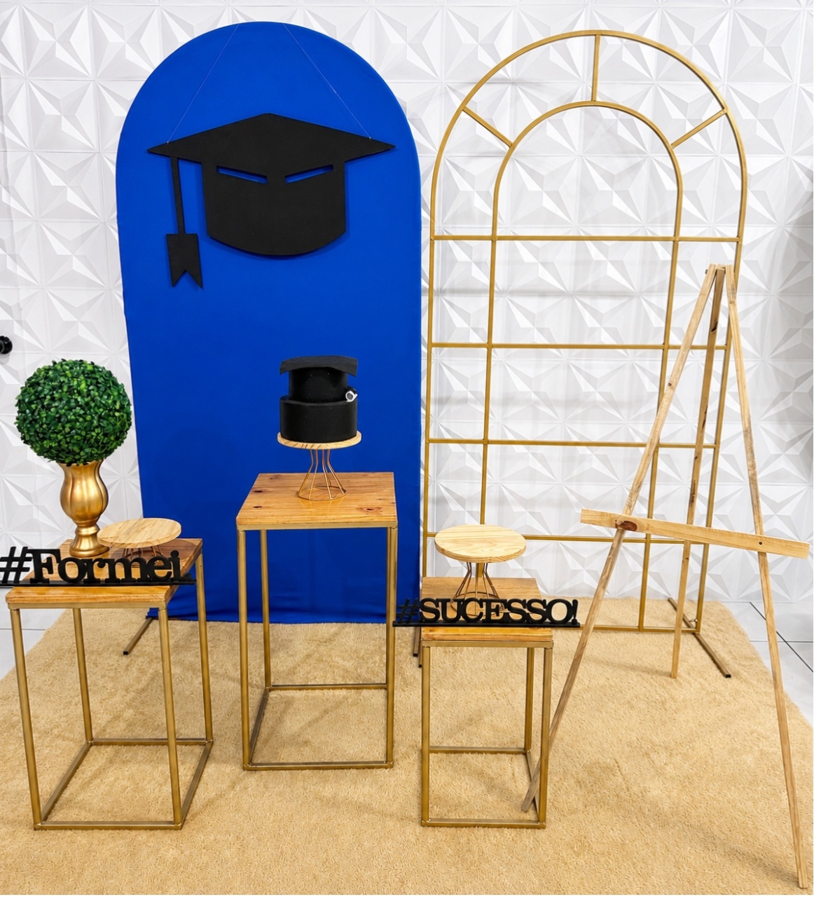 Formatura Azul Com Dois Painéis - Festerê Pegue e Monte 