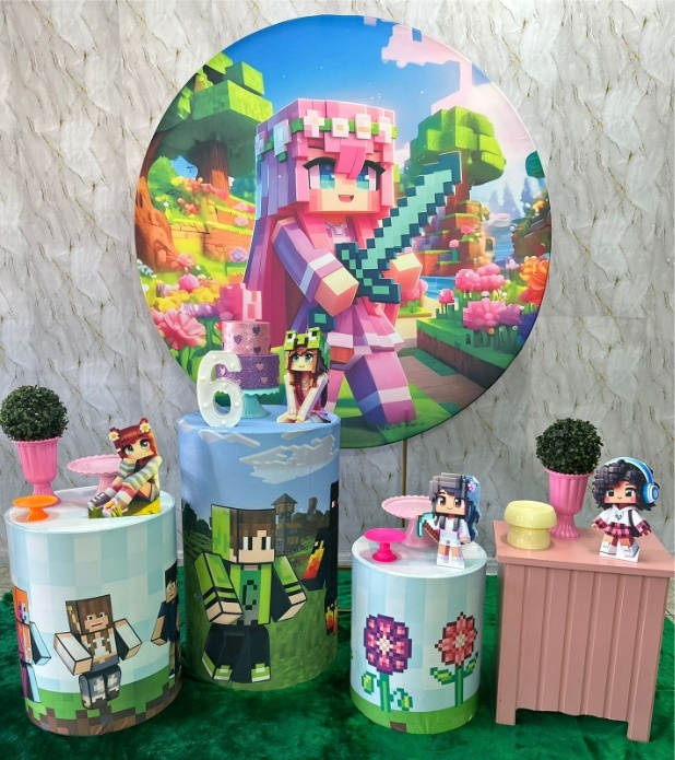 Minecraft Rosa  - Festerê Pegue e Monte 