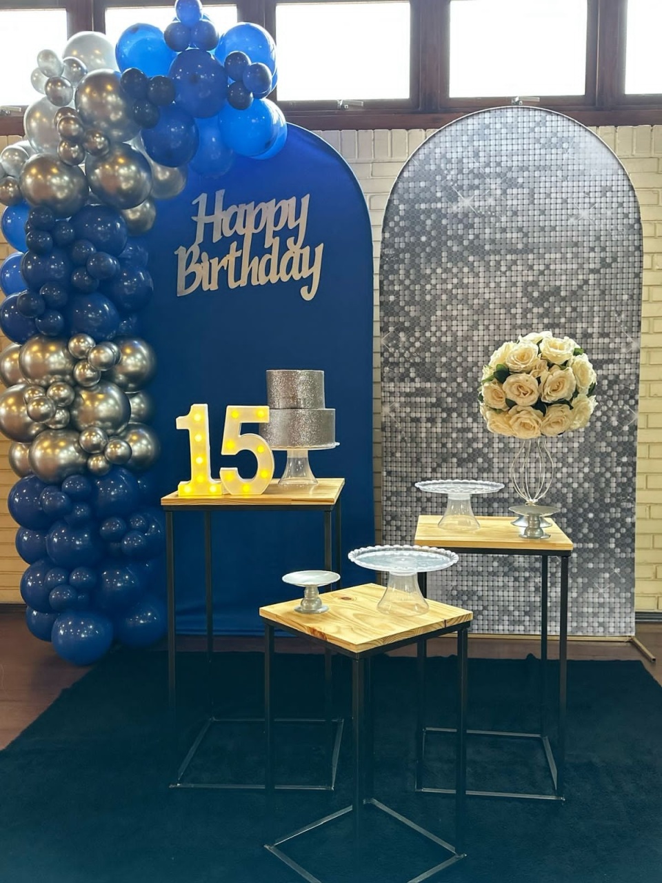 Happy Birthday Azul Escuro Com Prata - Festerê Pegue e Monte 