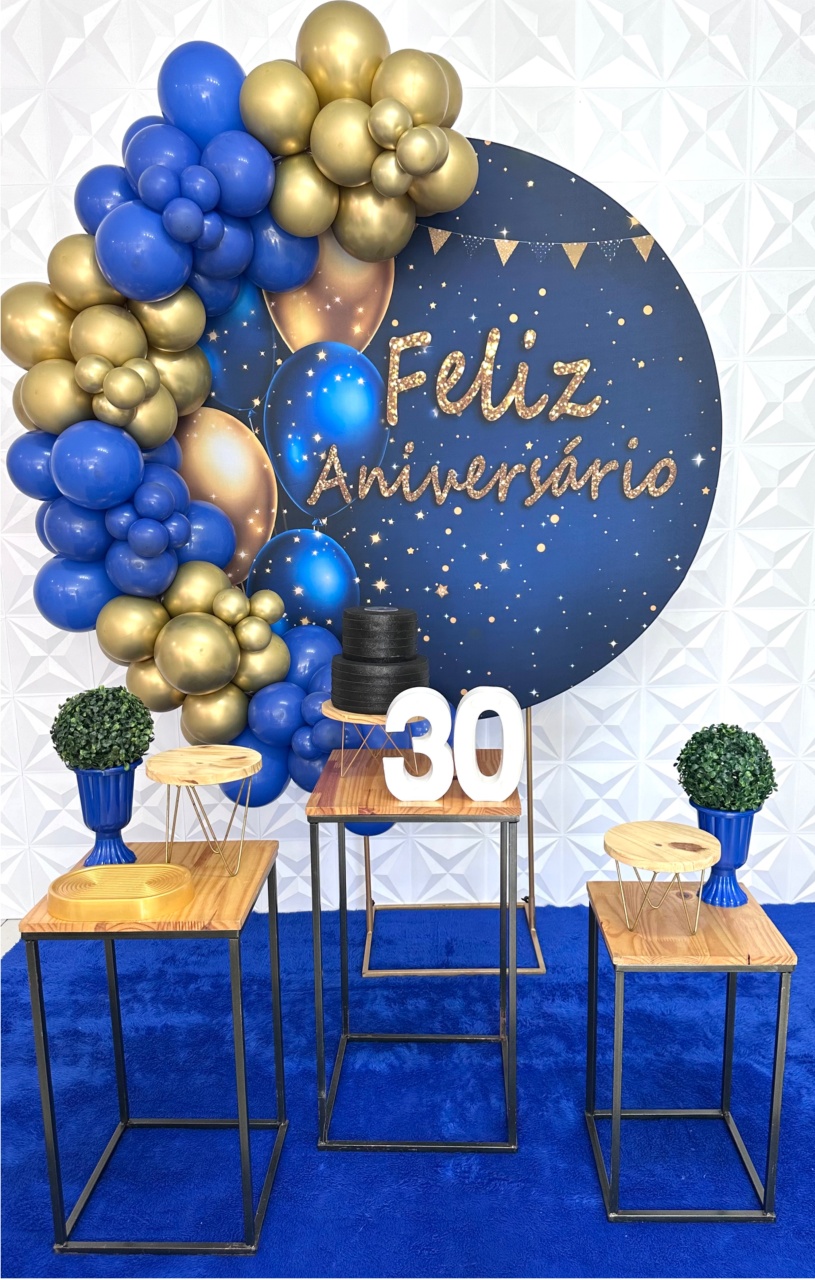 Feliz Aniversário Azul Com Mesas - Festerê Pegue e Monte 