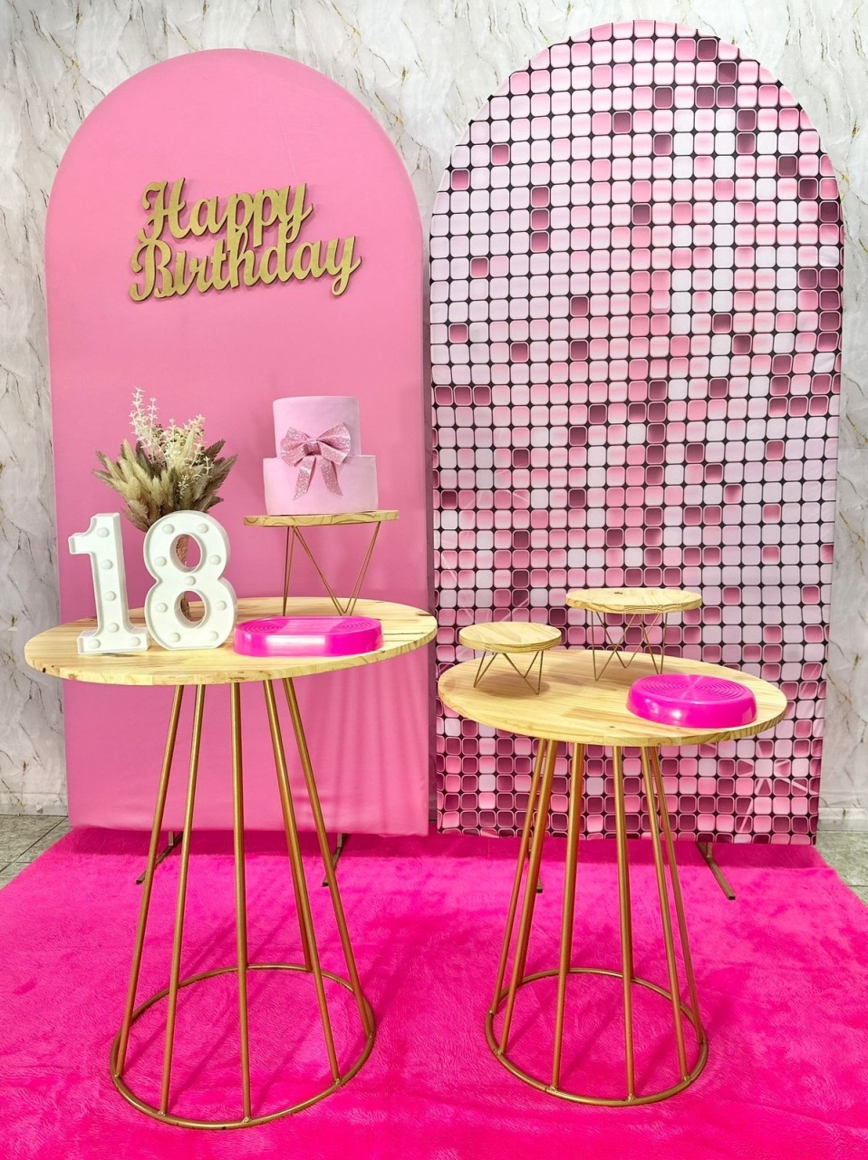 Kit Romanos Rosa Com Efeito Brilho - Festerê Pegue e Monte 