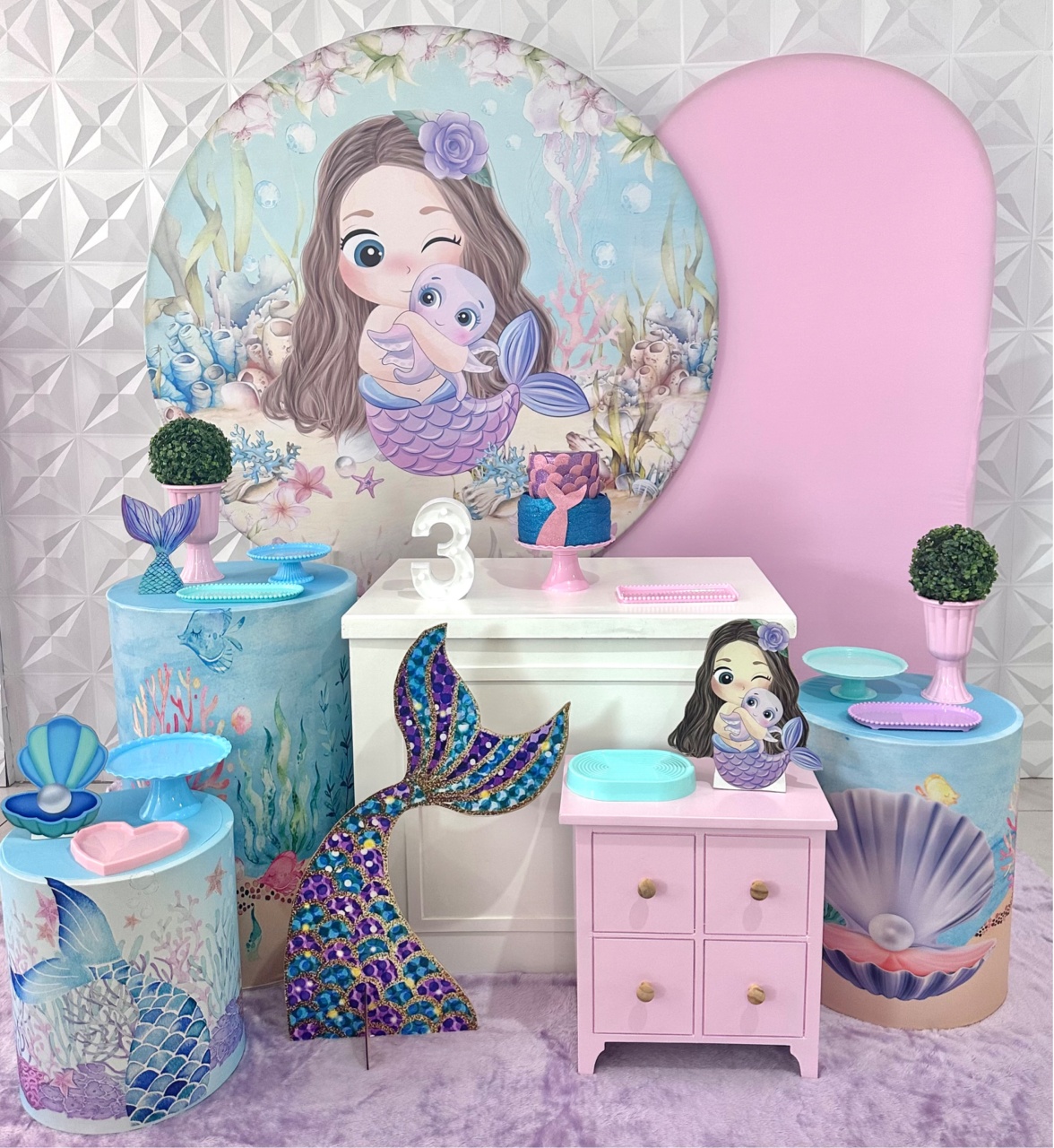 Sereia Cute Com Romano E Armário - Festerê Pegue e Monte 