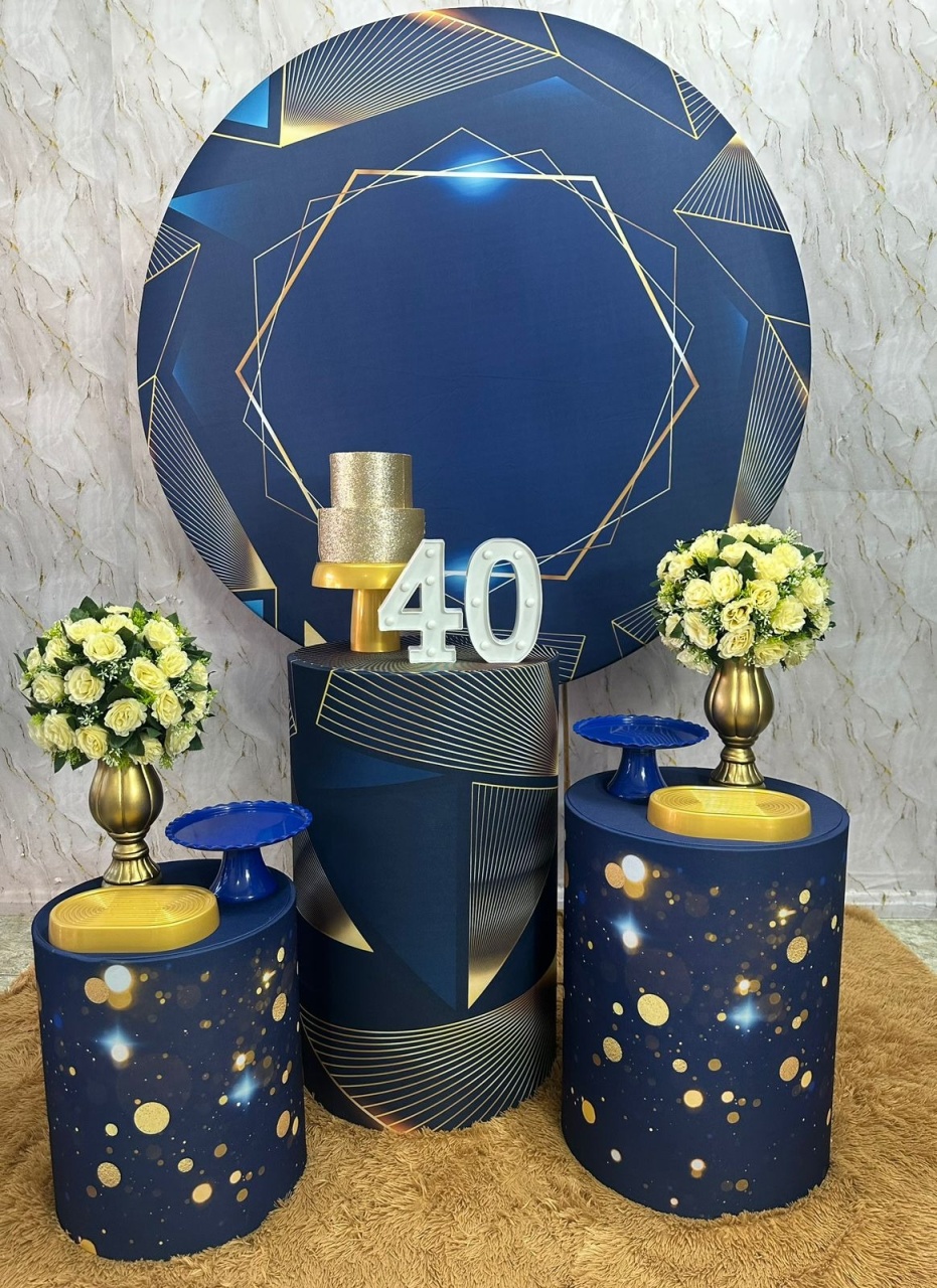 Azul Com Dourado 2 - Festerê Pegue e Monte 