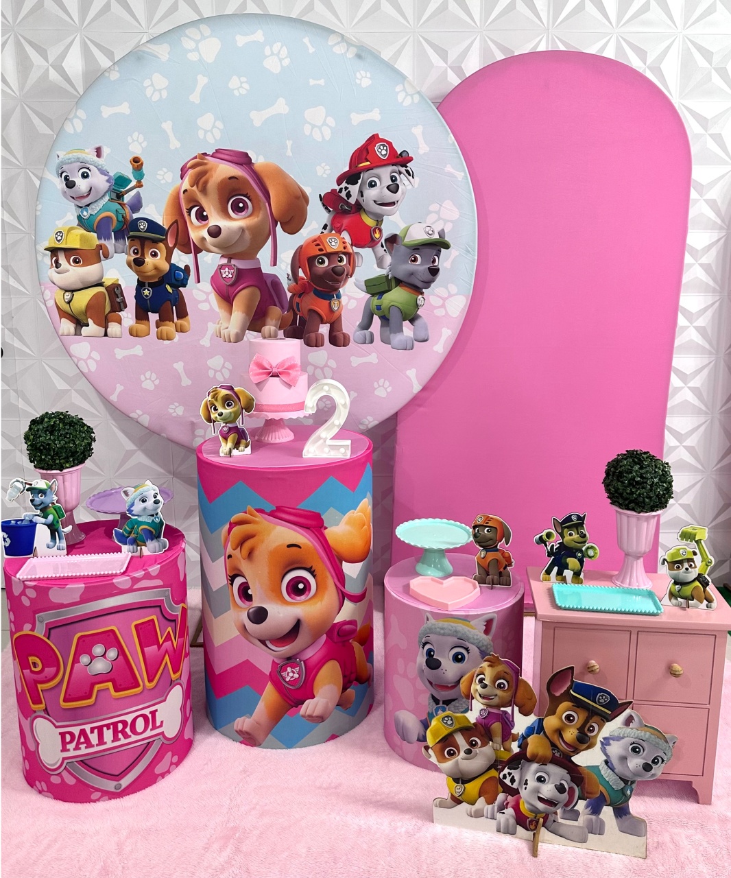 Patrulha Canina Rosa Com Romano - Festerê Pegue e Monte 