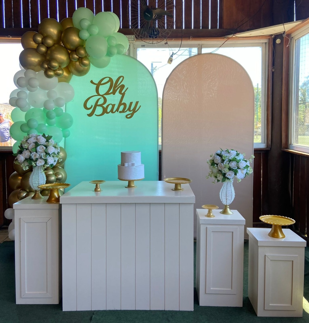 Oh Baby Verde Com Bege E Armários - Festerê Pegue e Monte 