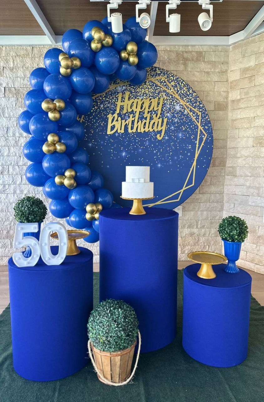 Azul Com Dourado 1 - Festerê Pegue e Monte 