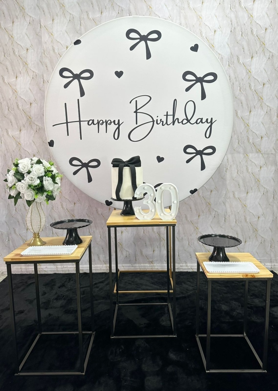 Happy Birthday Lacinhos Com Mesas - Festerê Pegue e Monte 
