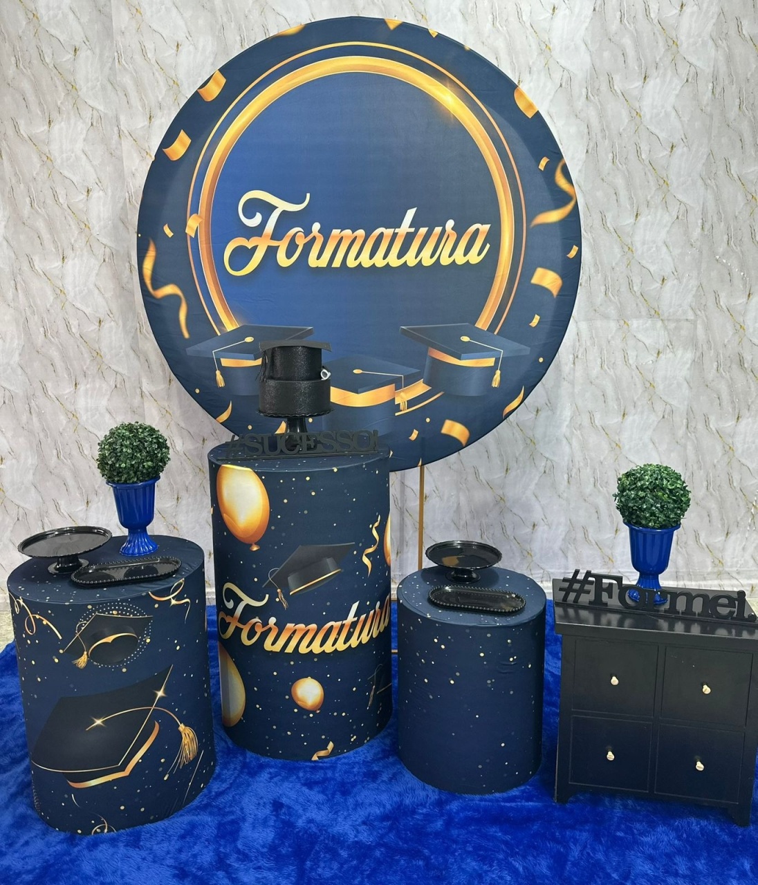 Formatura Azul Com Dourado - Festerê Pegue e Monte 