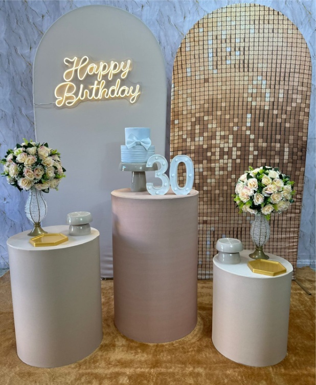 Happy Birthday Bege Com Dourado - Festerê Pegue e Monte 