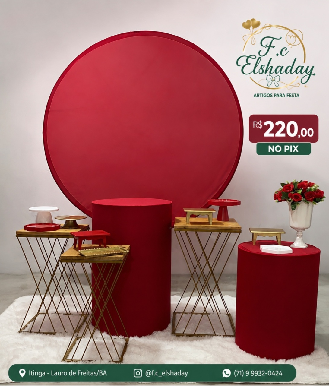 Cenário Vermelho. - f.celshaday artigos para festa.