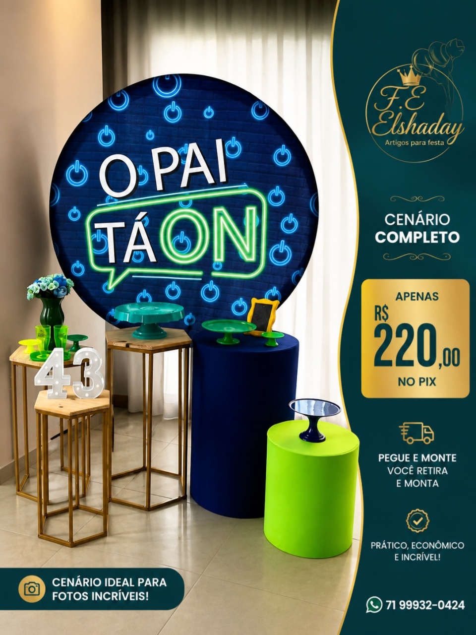 Cenário Neon O Pai Tá On - f.celshaday artigos para festa.