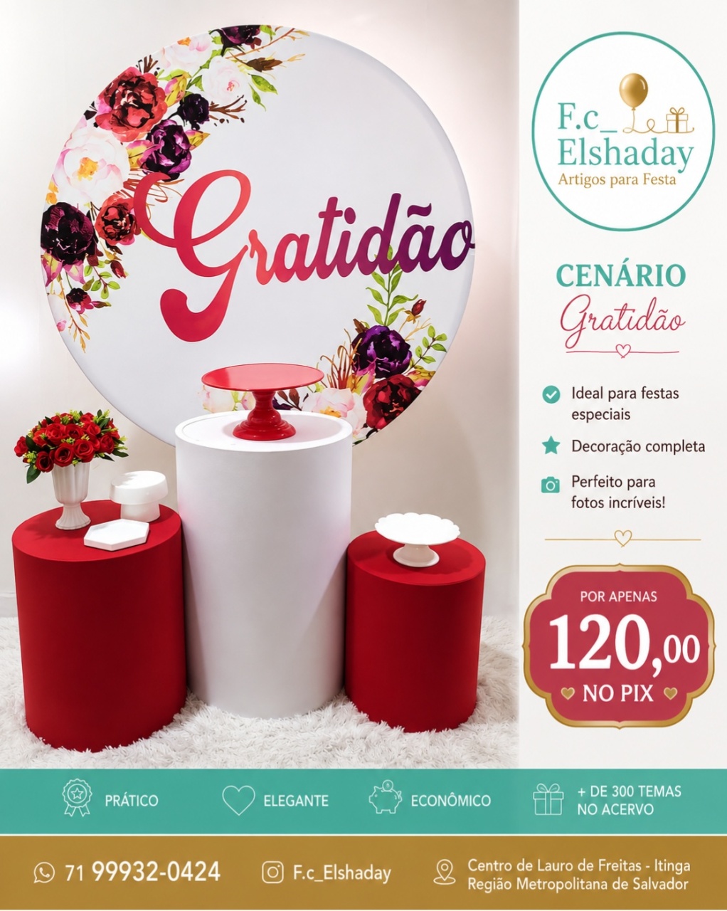 Gratidão Vermelho 01 - f.celshaday artigos para festa.