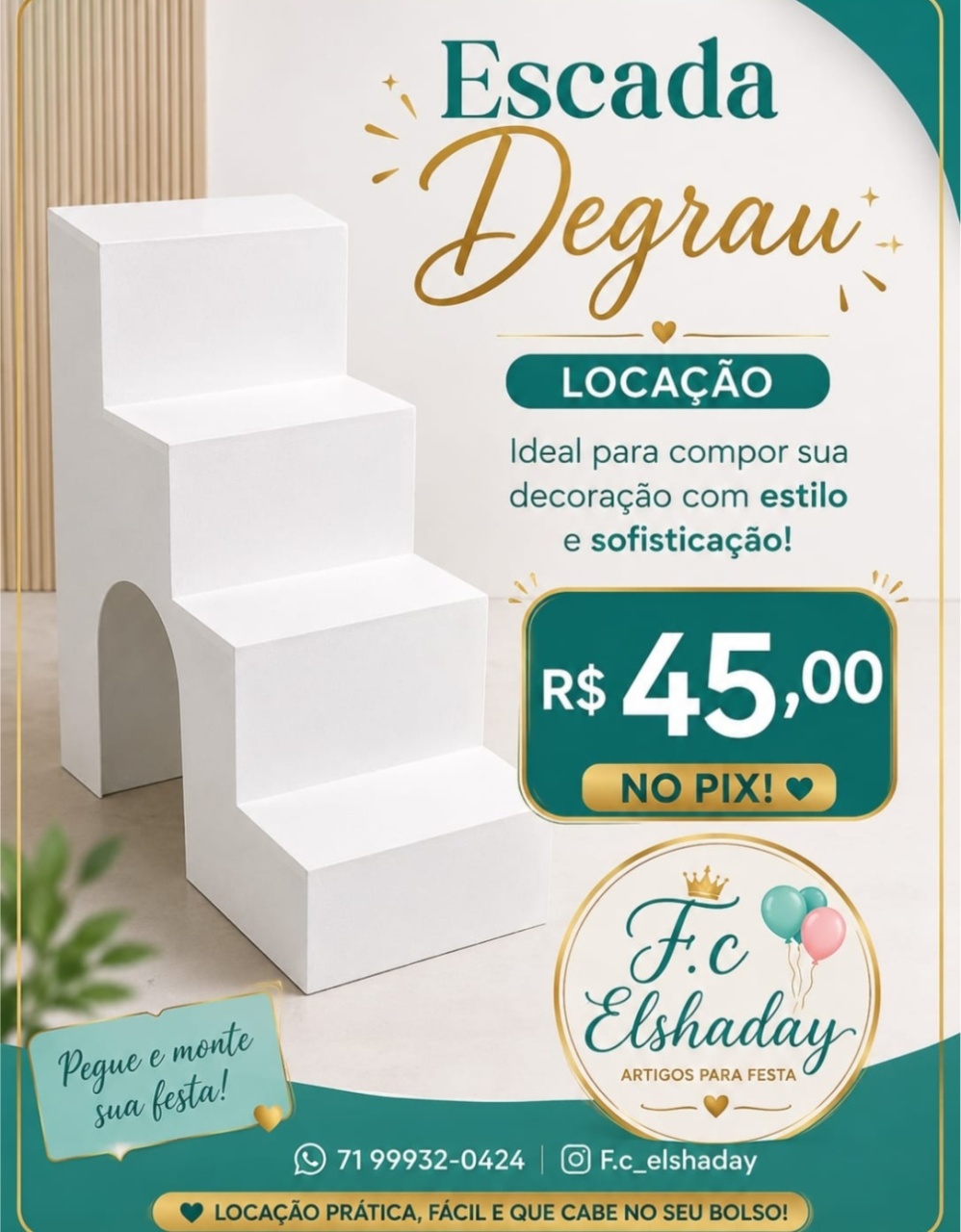Escada Degrau Branca - f.celshaday artigos para festa.