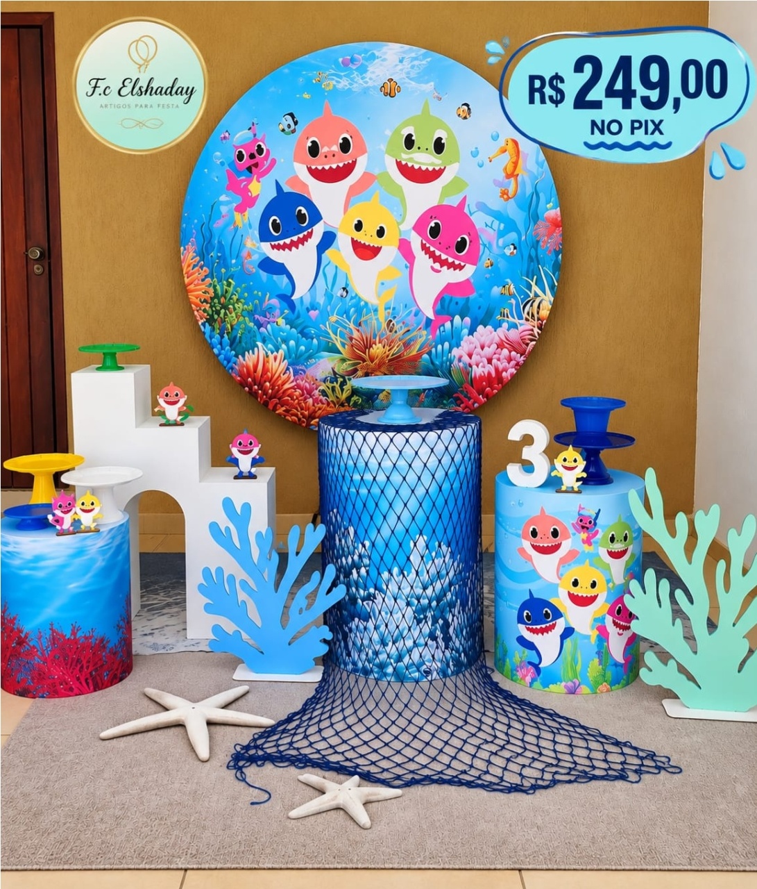Cenário Baby Shark 002 - f.celshaday artigos para festa.