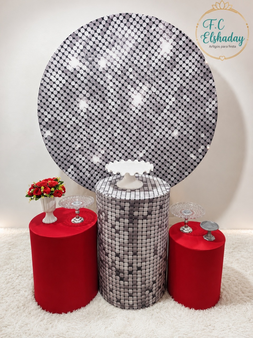 Kit Celebre Prata E Vermelho. - f.celshaday artigos para festa.