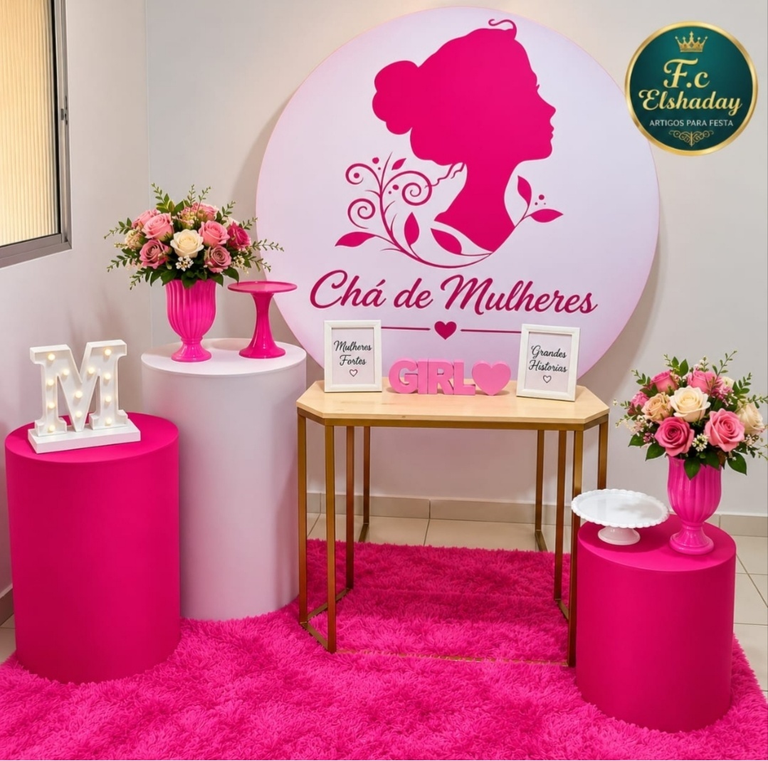 Cenário Evangélico Chá de Mulheres Pink. - f.celshaday artigos para festa.